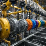 Elektrostatik toz boya kaplama hattında metal parçaların dayanıklı ve estetik yüzey kaplama işlemi